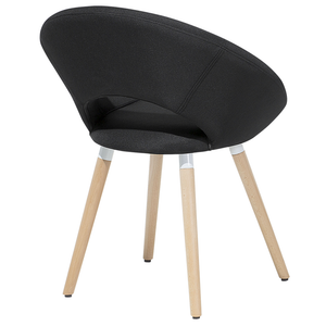 Set di 2 sedie da pranzo rivestimento in tessuto Nero gambe in legno chiaro stile moderno eclettico