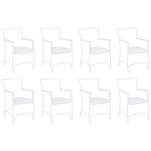 Set di 8 copricuscini per sedili in tessuto bianco per sedie da giardino 47 x 47 x 10 cm