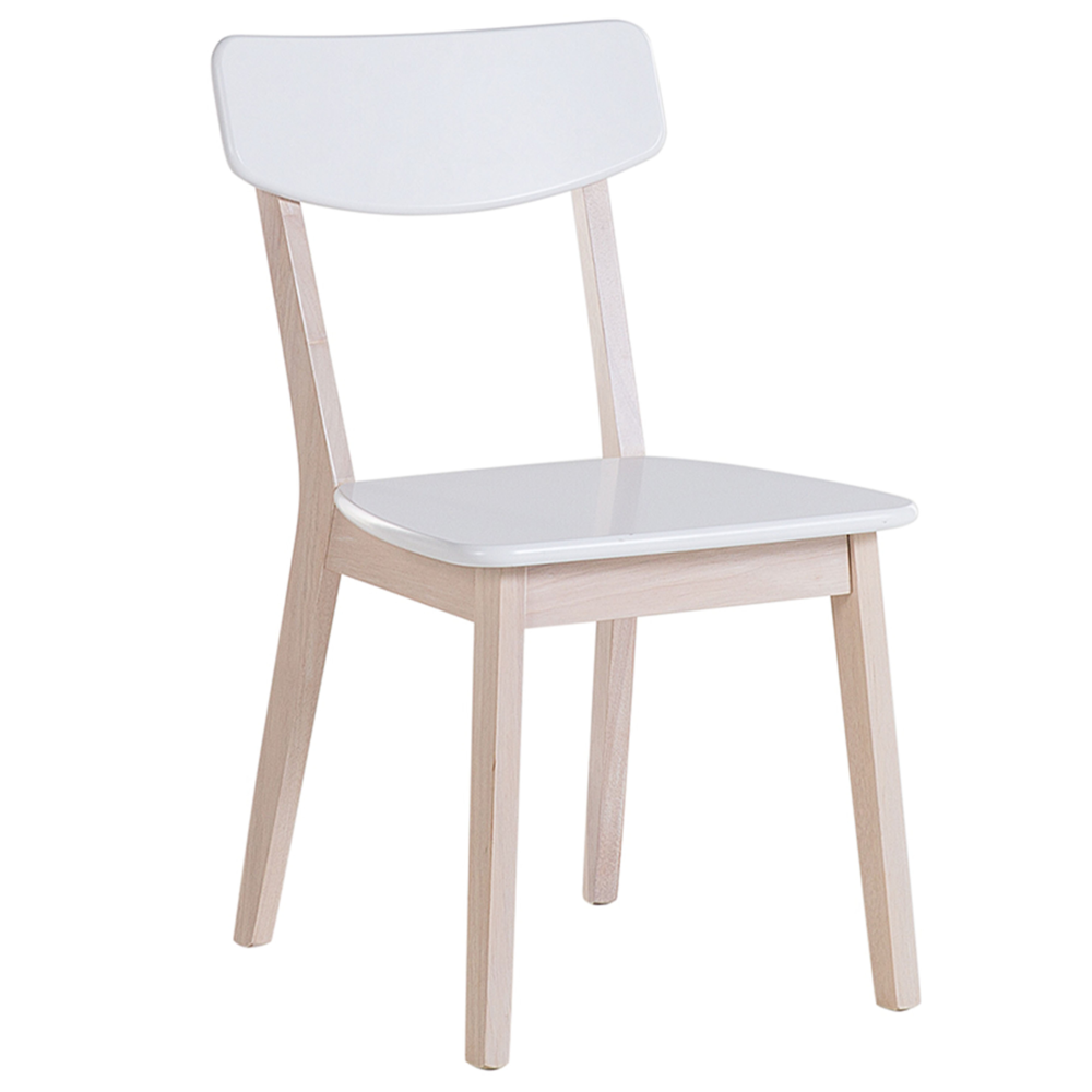 Set di 2 sedie da pranzo bianche con gambe in legno chiaro in stile retrò moderno