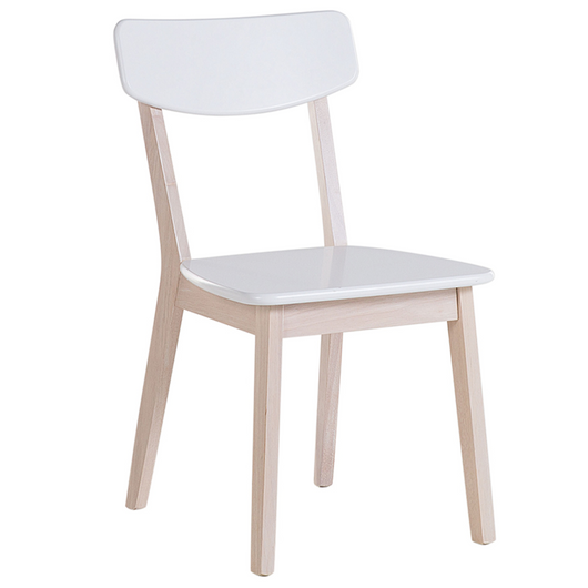 Set di 2 sedie da pranzo bianche con gambe in legno chiaro in stile retrò moderno