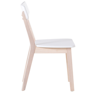 Set di 2 sedie da pranzo bianche con gambe in legno chiaro in stile retrò moderno