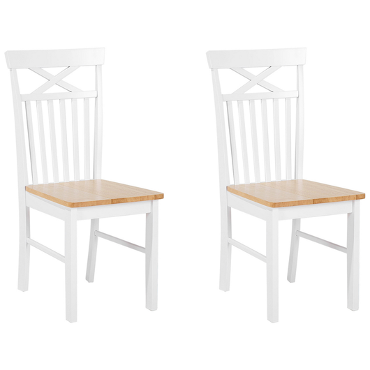 Set di 2 sedie da pranzo di colore bianco con legno chiaro in stile tradizionale classico