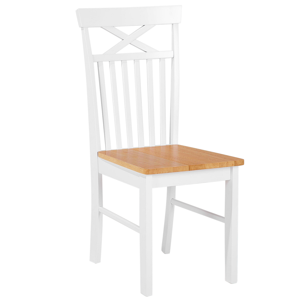 Set di 2 sedie da pranzo di colore bianco con legno chiaro in stile tradizionale classico