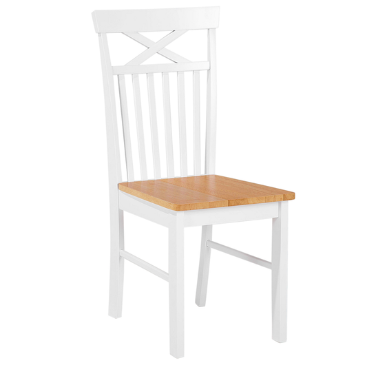 Set di 2 sedie da pranzo di colore bianco con legno chiaro in stile tradizionale classico