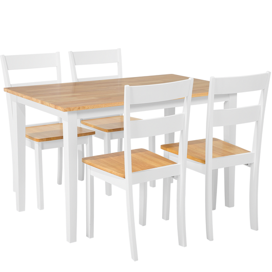 Set da pranzo in legno massello bianco con piano in legno chiaro a 4 posti 114 x 68 cm moderno scandinavo