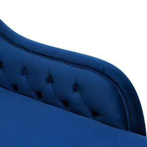 Chaise longue colore blu con bottoni in velluto a versione sinistra Stile Chesterfield
