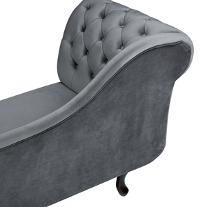 Chaise longue Grigio versione sinistra Velluto abbottonato testa chiodata