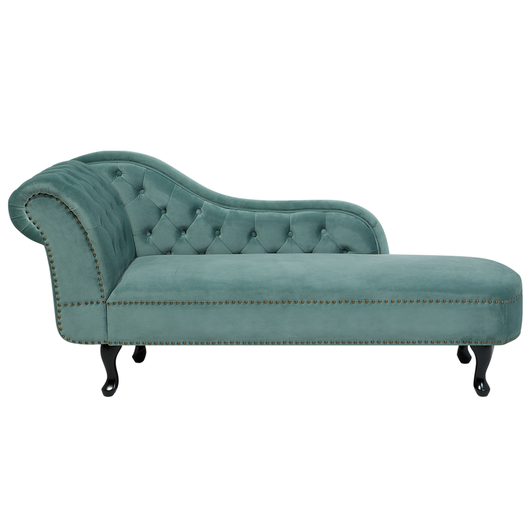 Chaise longue Verde Menta Velluto versione sinistra Abbottonato