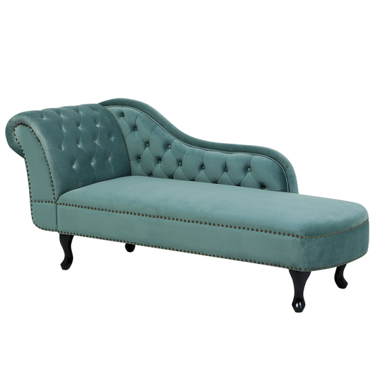 Chaise longue Verde Menta Velluto versione sinistra Abbottonato