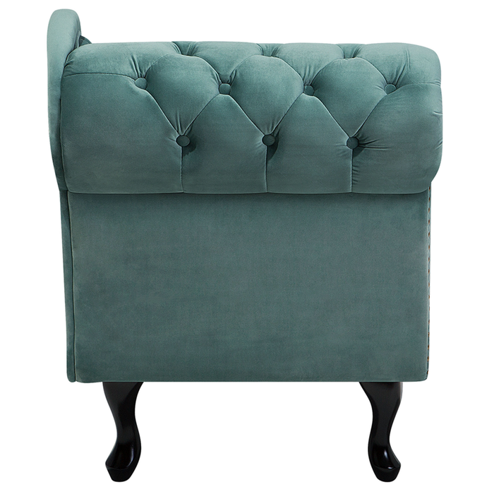 Chaise longue Verde Menta Velluto versione sinistra Abbottonato