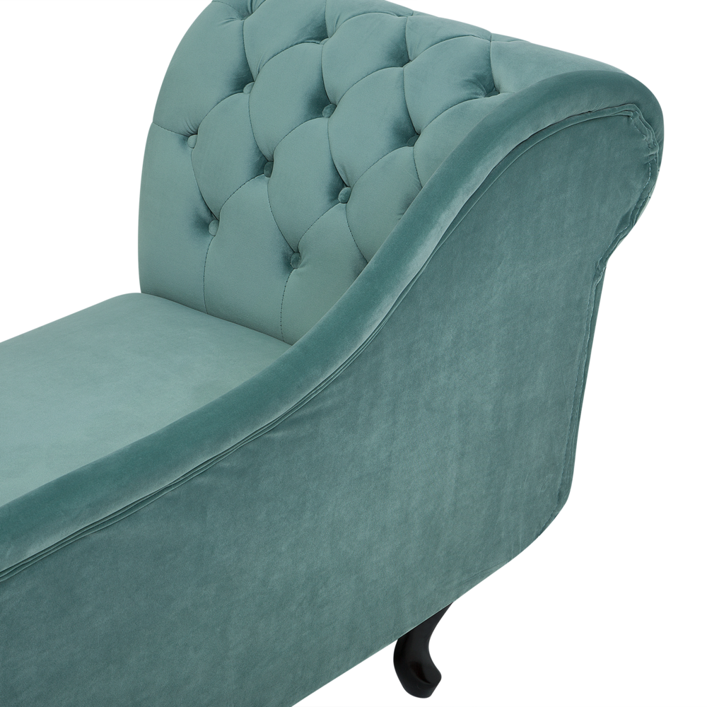 Chaise longue Verde Menta Velluto versione sinistra Abbottonato