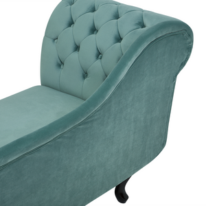 Chaise longue Verde Menta Velluto versione sinistra Abbottonato