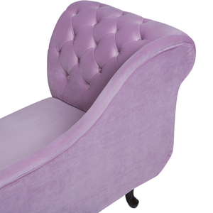 Chaise Longue in Velluto Viola Versione Sinistra Stile Chesterfield con bottoni