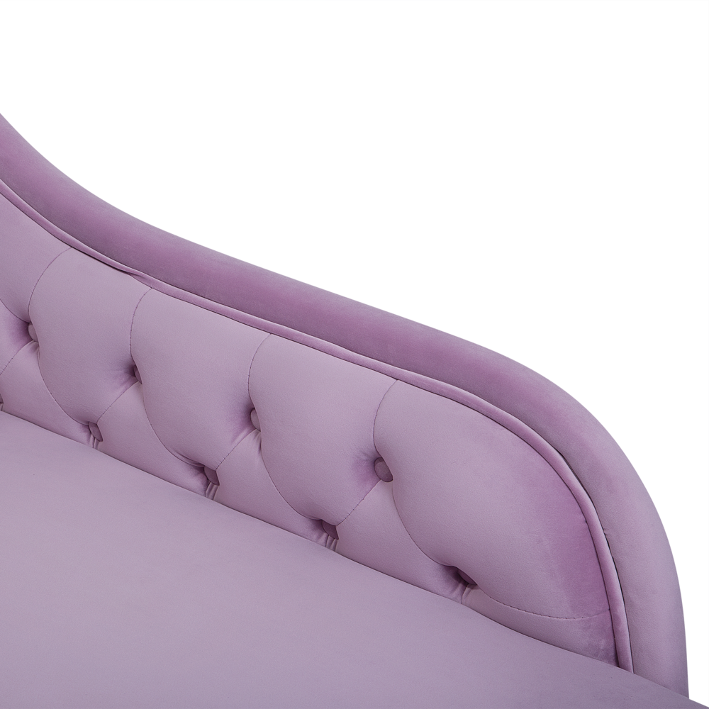 Chaise Longue in Velluto Viola Versione Sinistra Stile Chesterfield con bottoni