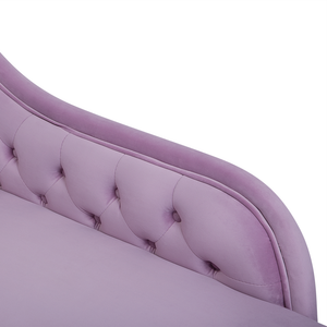 Chaise Longue in Velluto Viola Versione Sinistra Stile Chesterfield con bottoni