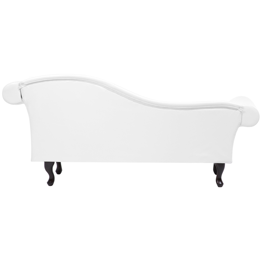 Chaise longue in ecopelle bianca con bottoni rivestimento trapuntato braccioli arrotolati a versione destra con cuscino