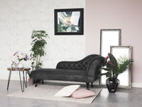 Chaise longue grigia con bottoni in finta pelle scamosciata moderna