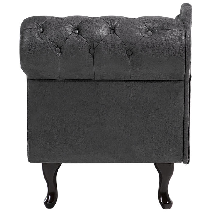 Chaise longue grigia con bottoni in finta pelle scamosciata moderna