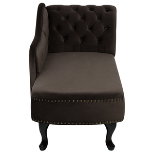 Chaise longue Marrone versione destra Velluto abbottonato testa chiodata