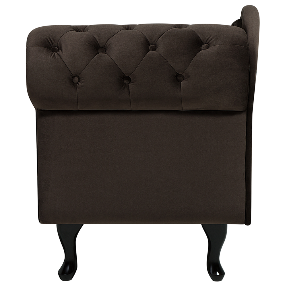 Chaise longue Marrone versione destra Velluto abbottonato testa chiodata