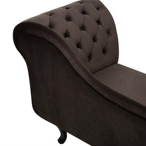 Chaise longue Marrone versione destra Velluto abbottonato testa chiodata