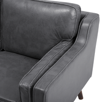 Divano grigio 3 posti in similpelle gambe in legno classico soggiorno