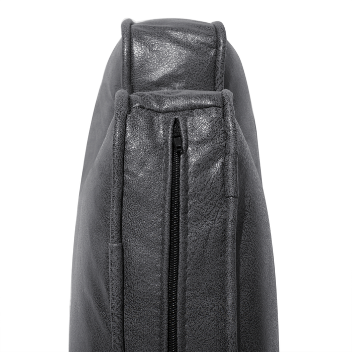 Divano grigio 3 posti in similpelle gambe in legno classico soggiorno