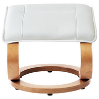 Poltrona reclinabile bianca con poggiapiedi in ecopelle imbottita struttura in legno riscaldamento funzione massaggio design retrò