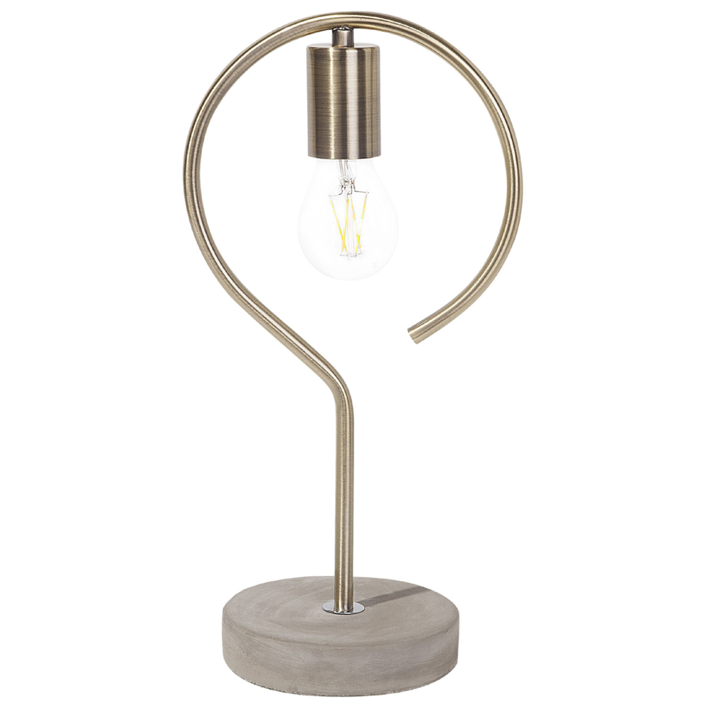 Lampada da Tavolo Colore Ottone Metallo Base Cemento Industriale