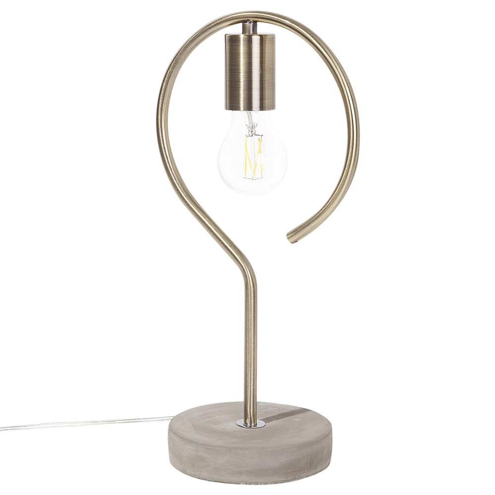 Lampada da Tavolo Colore Ottone Metallo Base Cemento Industriale