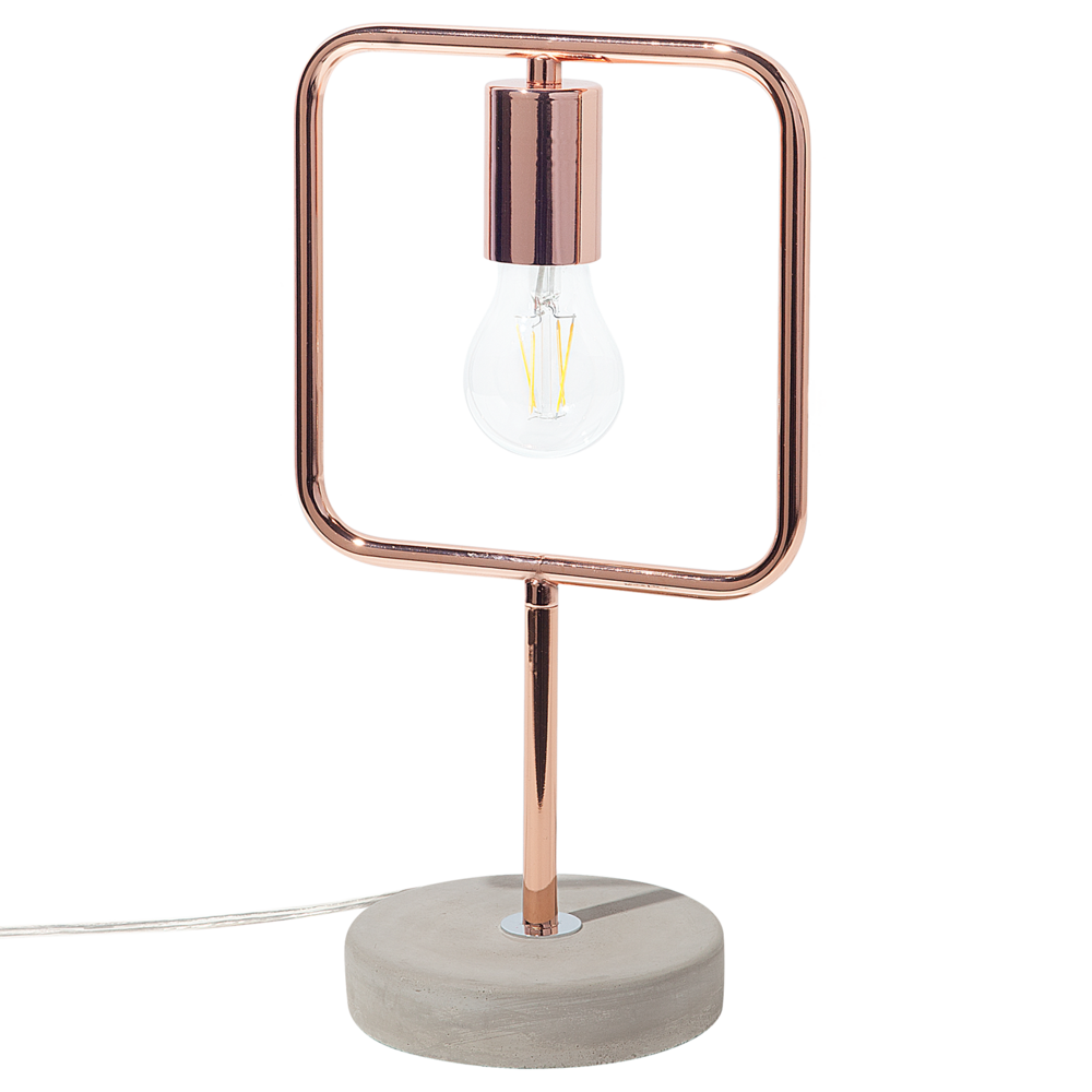 Lampada da Tavolo in Metallo Colore Rame Struttura in Cemento Industriale
