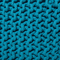 Pouf ottomana blu in cotone lavorato a maglia perline EPS riempimento quadrato piccolo poggiapiedi 50 x 50 cm