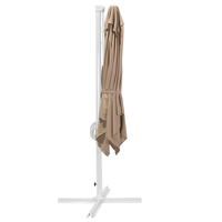 Ombrellone da giardino Sabbia Beige Baldacchino Palo in acciaio bianco 235 cm Resistente alle intemperie Cantilever con meccanismo a manovella