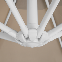 Ombrellone da giardino Sabbia Beige Baldacchino Palo in acciaio bianco 235 cm Resistente alle intemperie Cantilever con meccanismo a manovella