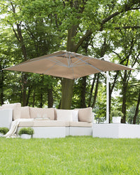 Ombrellone da giardino Sabbia Beige Baldacchino Palo in acciaio bianco 235 cm Resistente alle intemperie Cantilever con meccanismo a manovella