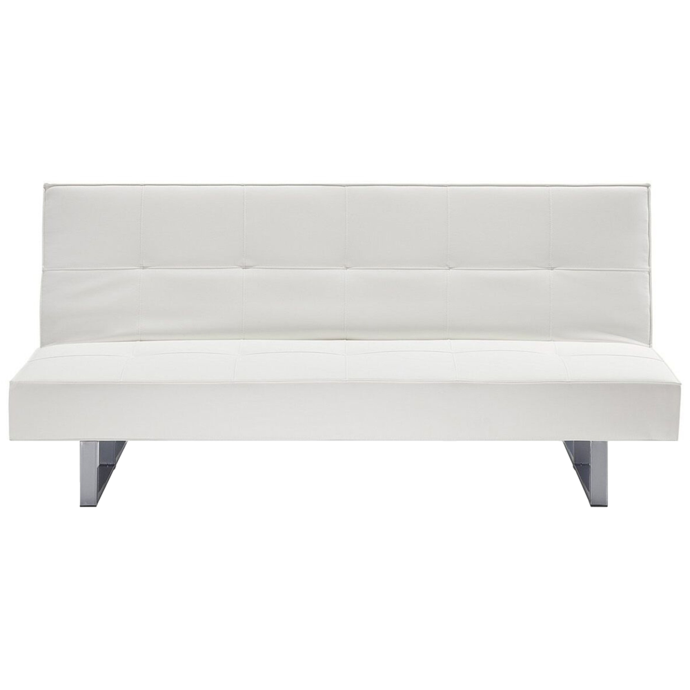 Divano letto in ecopelle bianco moderno soggiorno trasformabile a 3 posti senza braccioli design minimalista