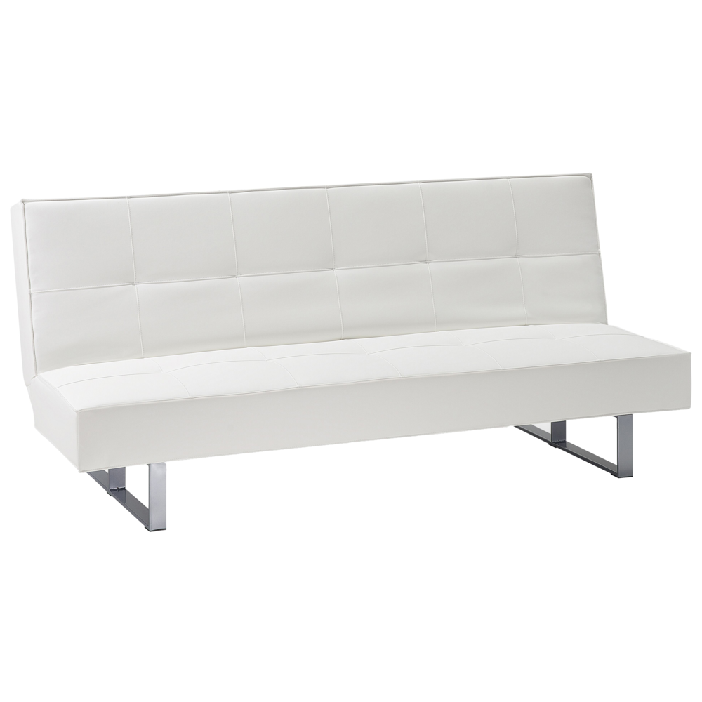 Divano letto in ecopelle bianco moderno soggiorno trasformabile a 3 posti senza braccioli design minimalista