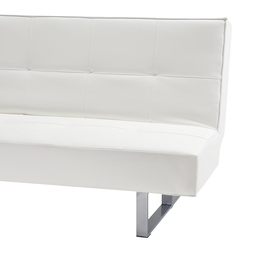 Divano letto in ecopelle bianco moderno soggiorno trasformabile a 3 posti senza braccioli design minimalista