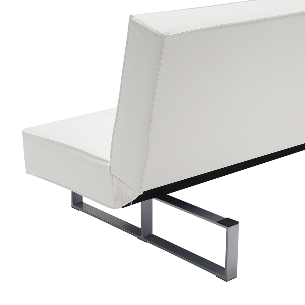 Divano letto in ecopelle bianco moderno soggiorno trasformabile a 3 posti senza braccioli design minimalista