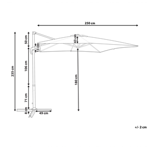 Ombrellone da giardino bordeaux baldacchino palo in acciaio Nero 235 cm a sbalzo resistente agli agenti atmosferici con meccanismo a manovella