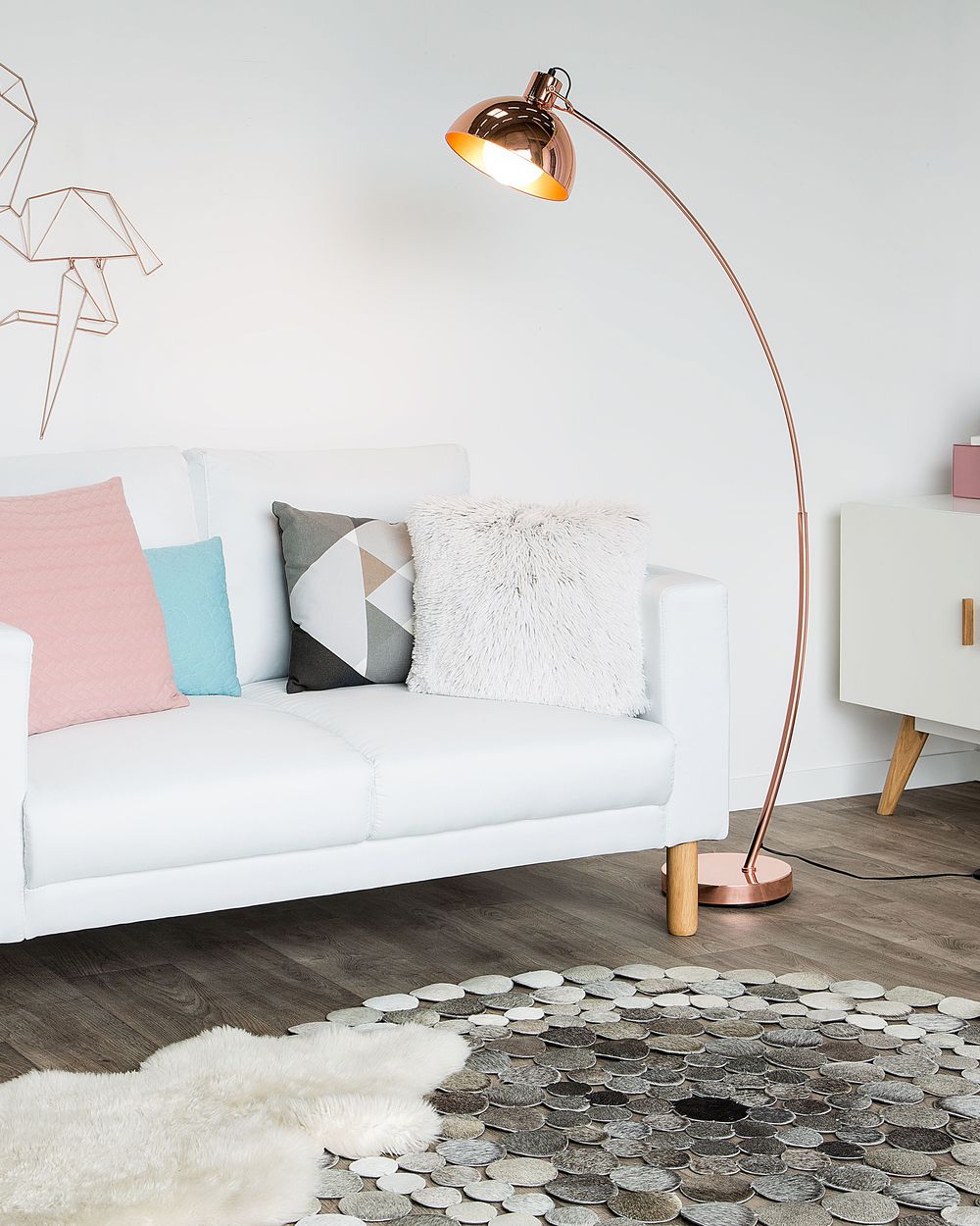 Lampada da Terra Colore Rame Metallo 155 cm Paralume Orientabile Industriale