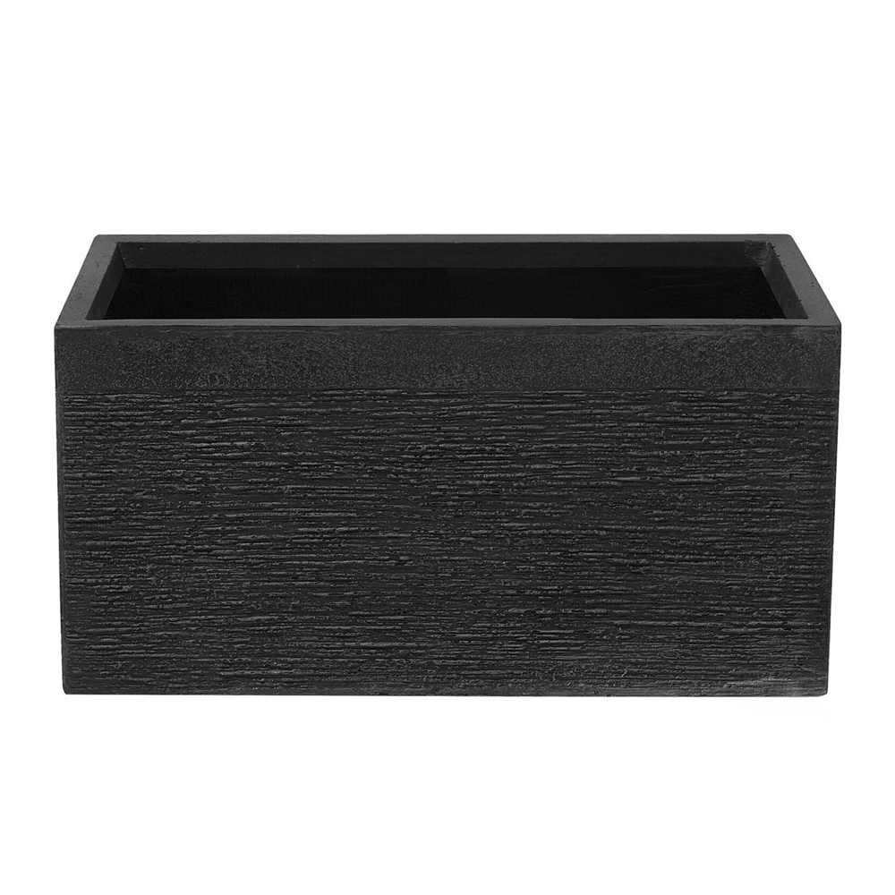 Vaso per piante in fibra di argilla nera 60 x 29 x 30 cm Fioriera rettangolare per interni ed esterni