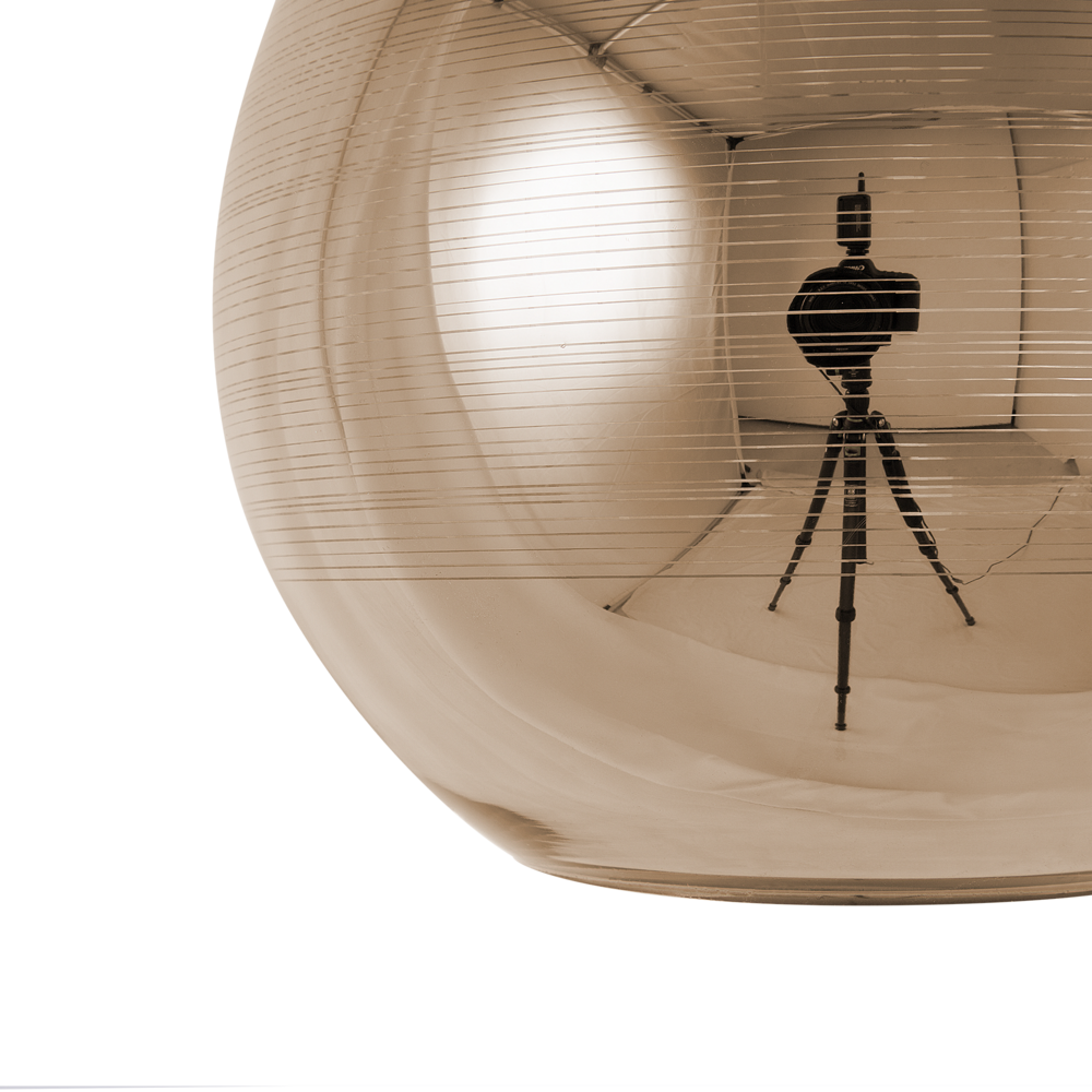 Lampada a Sospensione in Vetro Dorato a Forma di Globo Tondo 1 Luce Moderna