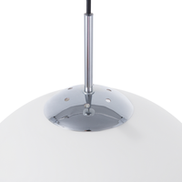 Lampada a Sospensione Vetro Bianco Elementi Argento Forma Globo 1 Luce Moderna