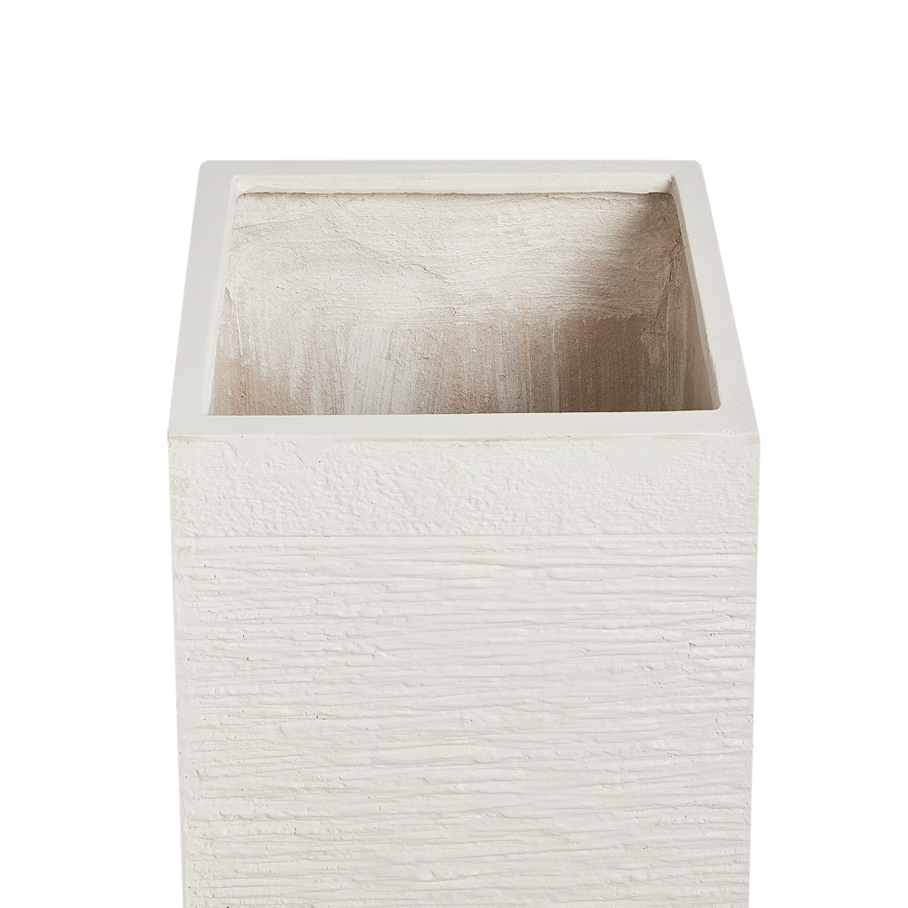 Vaso da fiori in argilla beige chiaro da giardino alto 26 x 26 x 60 cm resistente ai raggi UV