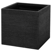 Vaso per piante fioriera in fibra nera solida quadrata 40 x 38 cm resistente ai raggi UV