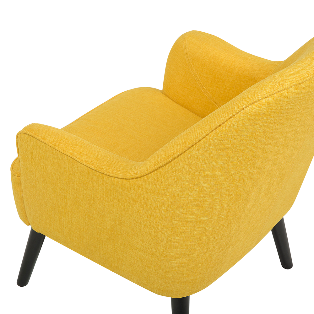 Poltrona gialla Sedia Club gambe in legno moderna in stile retrò