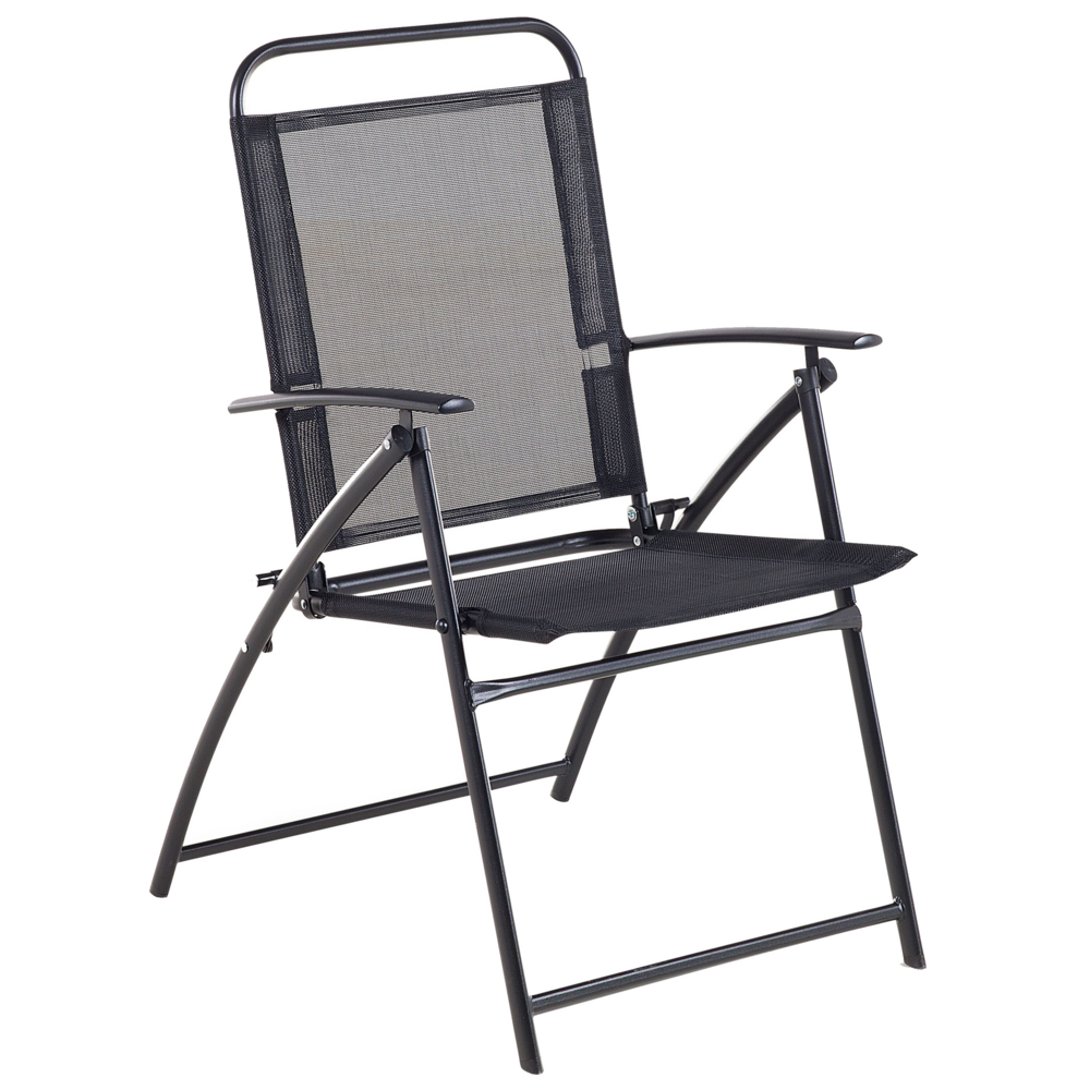 Set di 4 sedie da giardino con struttura in acciaio Nero pieghevole resistente agli agenti atmosferici
