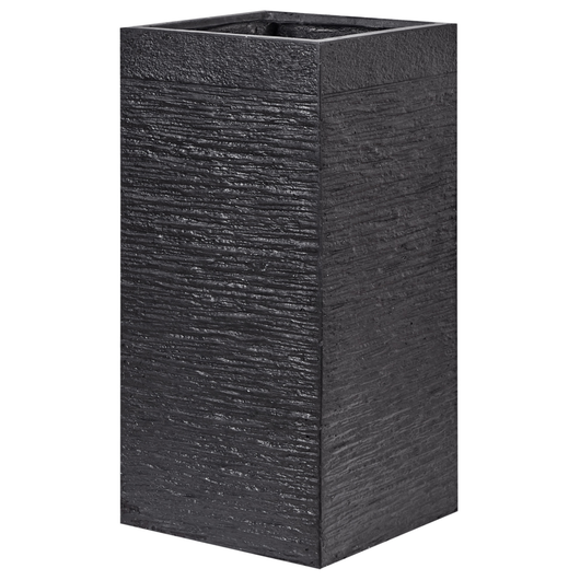 Vaso per piante Fioriera alta in argilla in fibra nera quadrata 33 x 33 x 70 cm Accessori da giardino per interni ed esterni