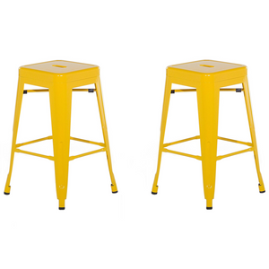 Set di 2 sgabelli da bar in Acciaio giallo 60 cm impilabili altezza bancone industriale
